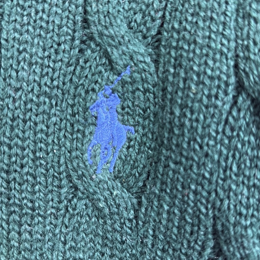 Polo by Ralph Lauren Men's Dark Green Cable Knit Crewneck Sweater Xxl - Picture 4 of 6